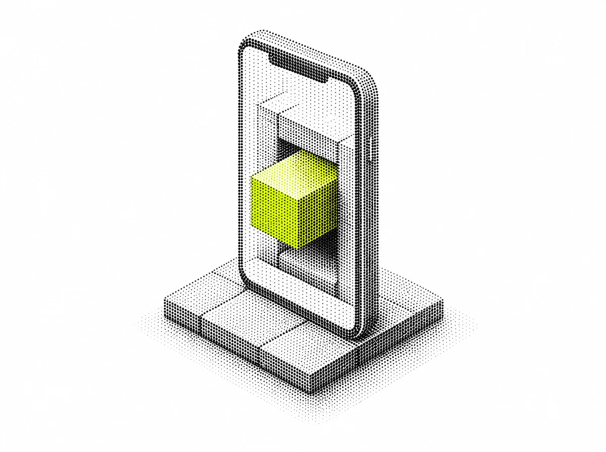 A phone filming a 3D billboard, pixel art