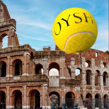 Oysho FOOH: a giant tennis ball rolling past the Colosseum