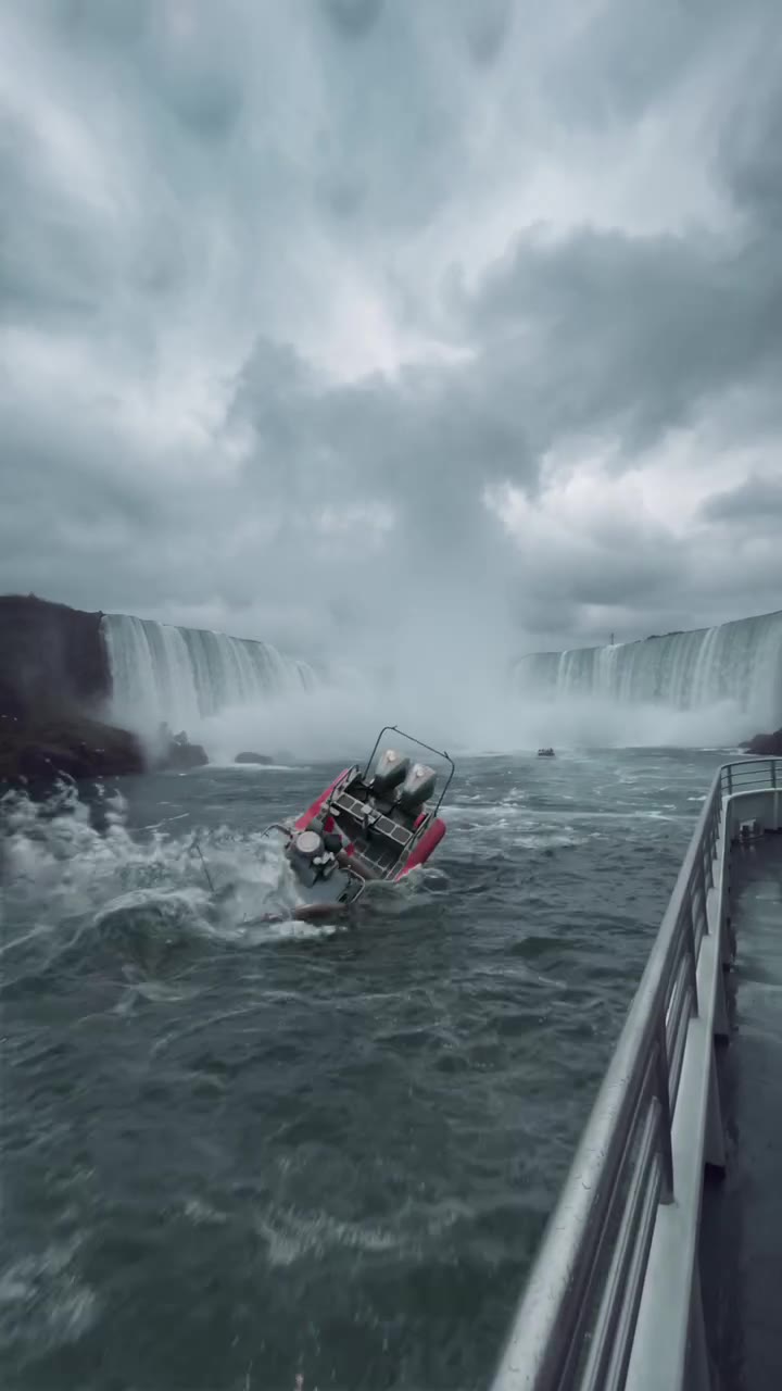 The patrol boat thrown back up, engines out of the water, seen from the rail of another boat