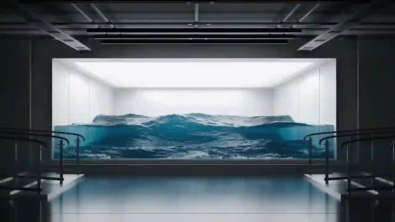 A 3D wave breaking out of a digital billboard
